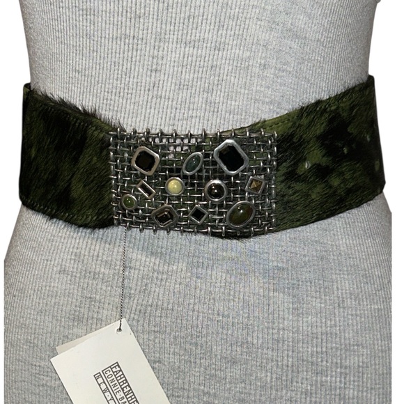 Fahrenheit Connie Bates vintage calf hide belt pewter& semi precious stones